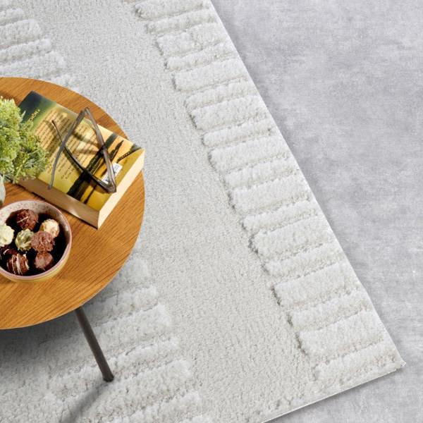 The Rugs High Pile – Soft Geometric Shaggy White Rug