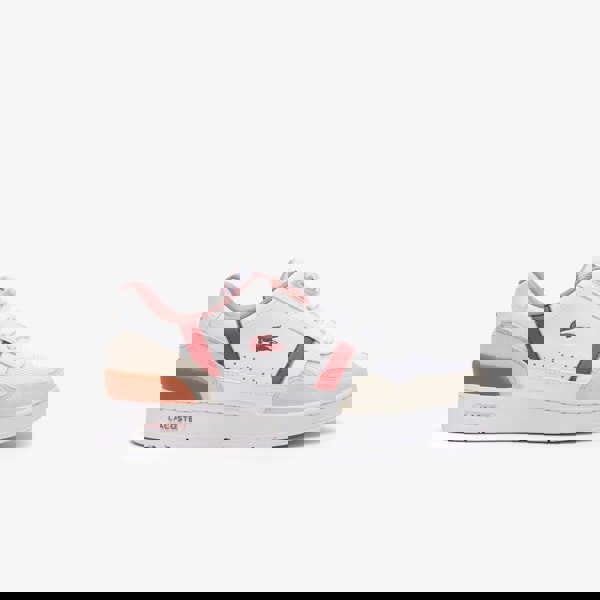 Lacoste Kids T-Clip Lace Up Trainers - White/Pink