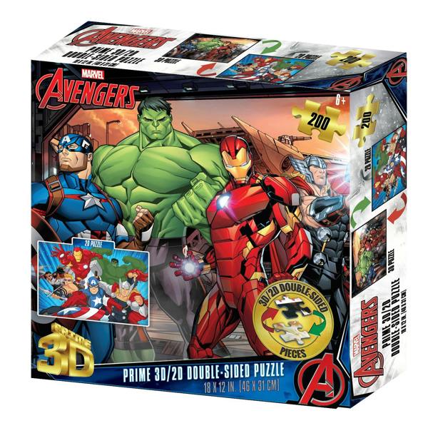 Prime 3D Puzzles Prime 3D/ 2D Marvel Avengers Double Sided 200 Piece Puzzle
