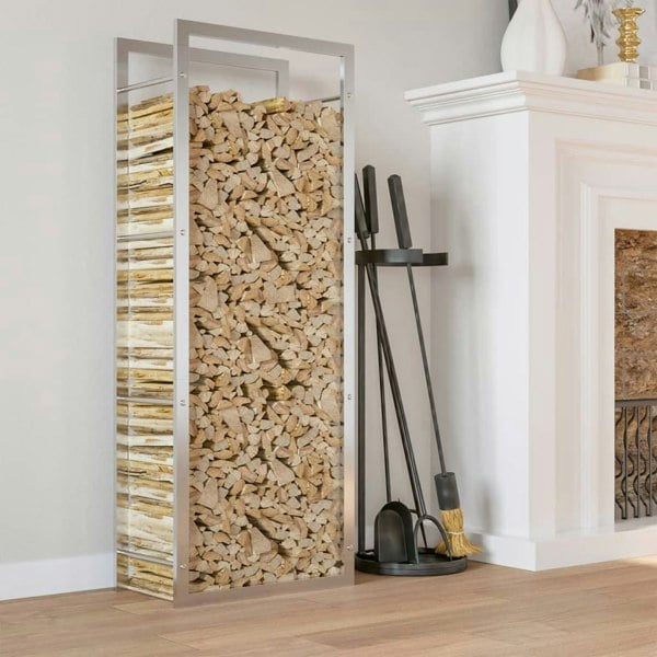 Berkfield Firewood Rack 50x28x132 cm Stainless Steel