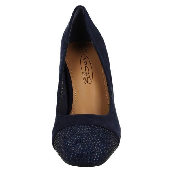 Spot On Ladies Spot On Diamante Heel And Toe Cap Court Shoes  F90138