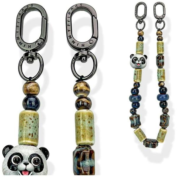 Nimmy Friends Nimmy Big Eye Cute Pet Travel Panda Mobile Phone Chain Bag Charm Ceramic Bracelet Black - N-XDY-SL-06