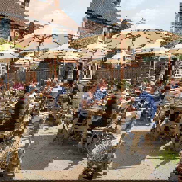 Arbor Garden Solutions Victoria Space Saving Picnic Table and Benches Set With Backrest