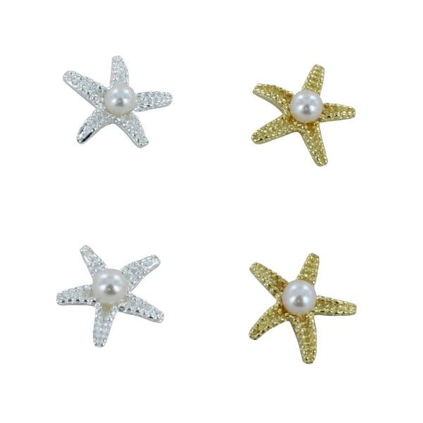 Sterling Silver Starfish Pearl Stud Earring - Reeves & Reeves