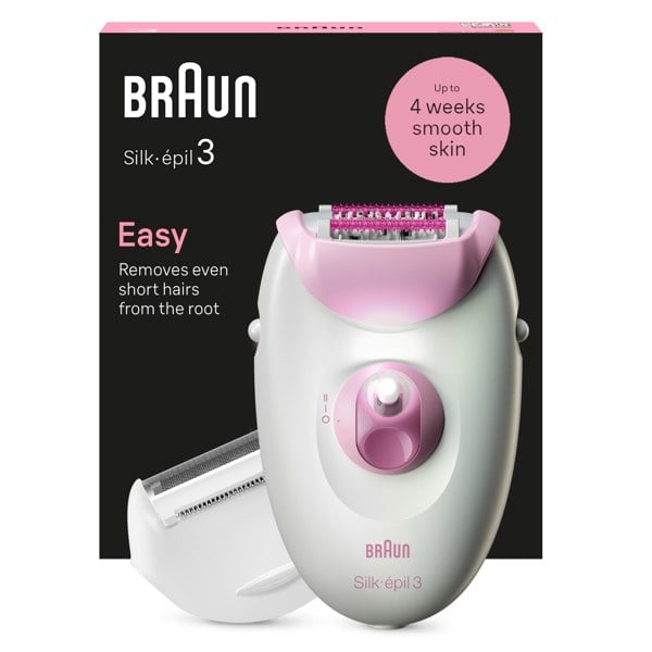 Braun Silk-epil 3, Corded Epilator For Hair Removal, Weeks Of Smooth Skin, 3-031 - Pink