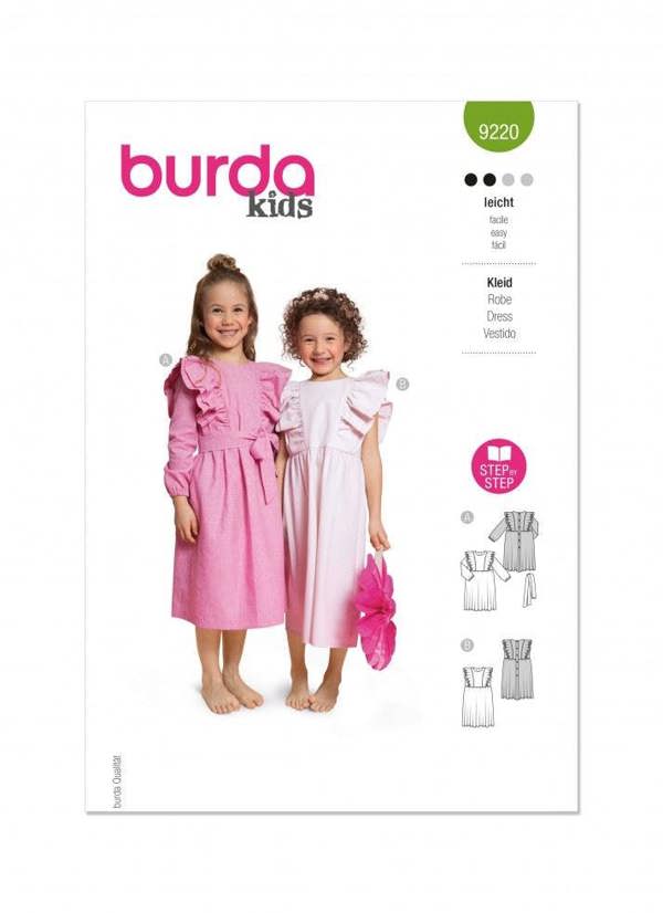 Burda Sewing Pattern 9220 Dresses For Kids, 2-8 (92-128) - Easy