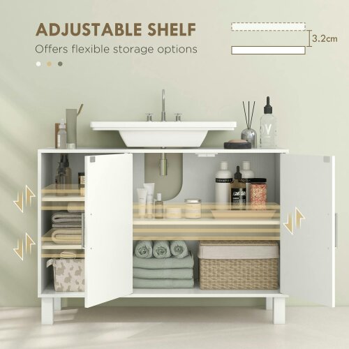 HOMCOM Freestanding Bathroom Sink Cabinet U-Shaped Cutout for Basin, Cream