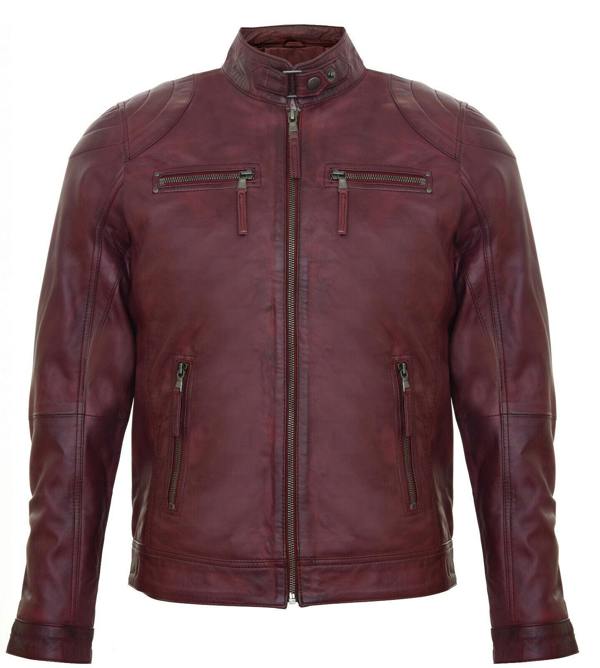 Infinity Leather Mens Leather Biker Vintage Zipped Racing Jacket