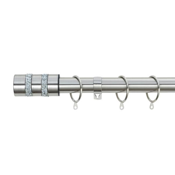 A.Unique Home Diamante Barrel Metal Extendable Curtain Pole With Rings and Fittings, In a Variety of Colours and Sizes  (25/28mm).