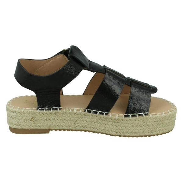 Down to Earth Ladies Down to Earth Gladiator Platform Espadrille with Ankle Strap F12084