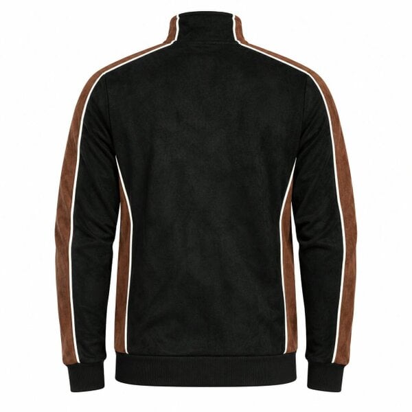 Sergio Tacchini Contrasto Suede Track Top Jacket Black/Potting Soil/Gardenia