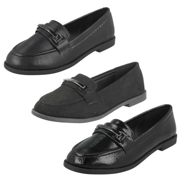 Down to Earth Ladies Down To Earth Black Loafers F80420