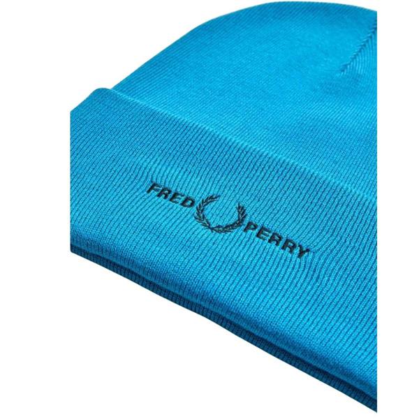 Fred Perry Embroidered Cyber Blue Beanie 1SZ
