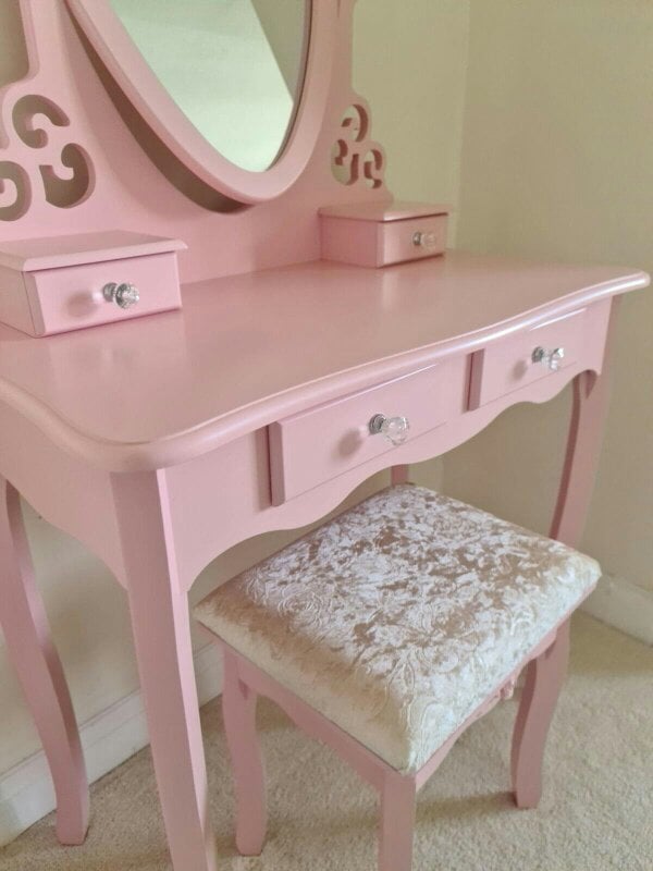 Kosy Koala Dressing Table with Heart Shaped Mirror and Stool Makeup Vanity Mirror Hollywood Table