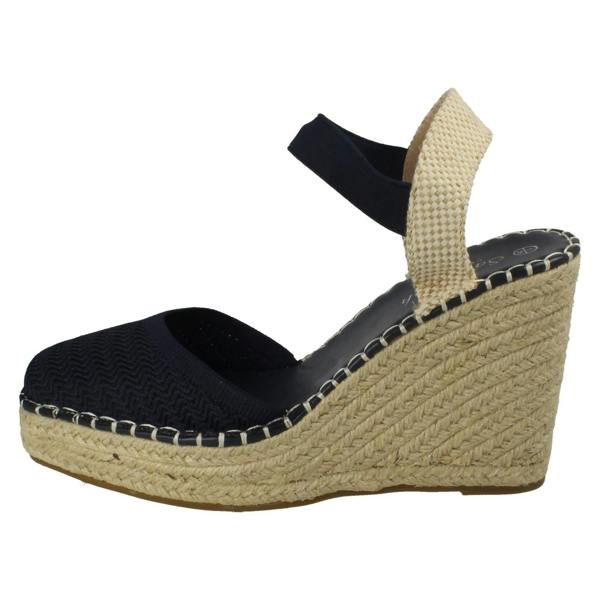 Savannah Ladies Savannah High Wedge Espadrille Slip On Summer Shoes Sandals F2305