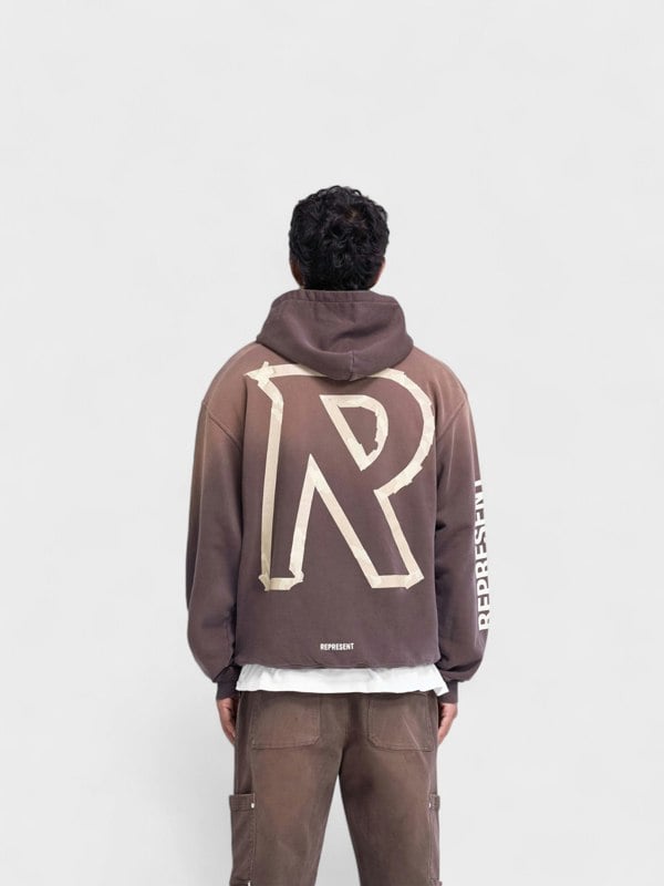 Represent Masking Tape Initial Hoodie Cedar Brown