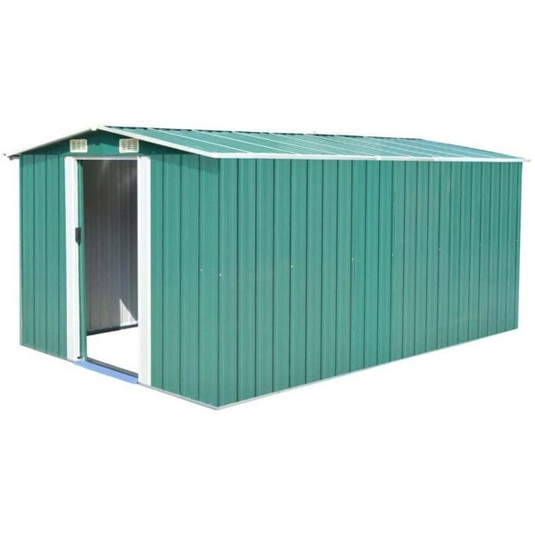 Garden Metal Storage Shed with Gabled Roof Top Large Size Greenhouses Living and Home 