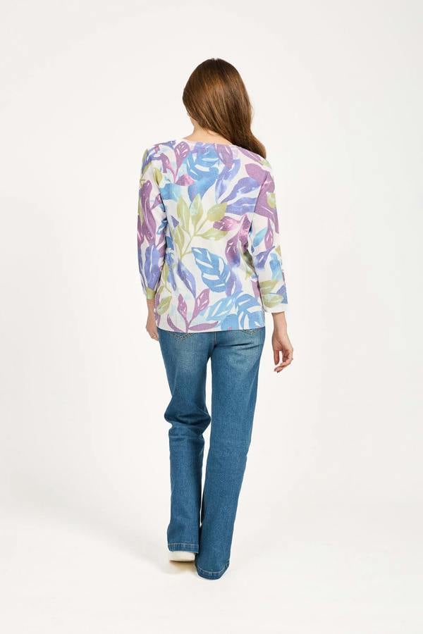 Mudflower Leaf Print Light Knit Jumper