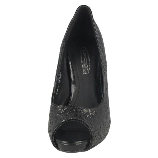 Spot On Ladies Spot On Glittery Slip On Party Heels