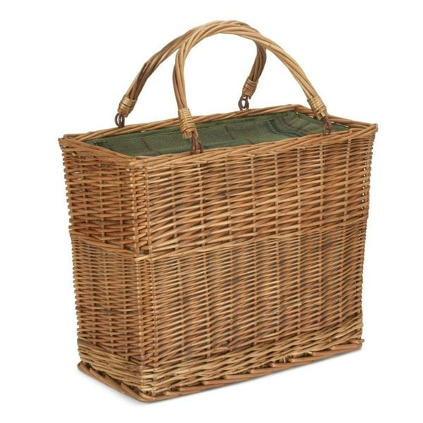 Wicker Green Tweed Rectangular Cooler Basket