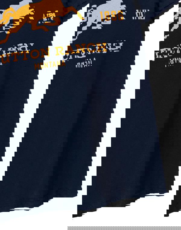 Yellowstone Mens Blue Dutton Ranch Logo Short Sleeved T-Shirt