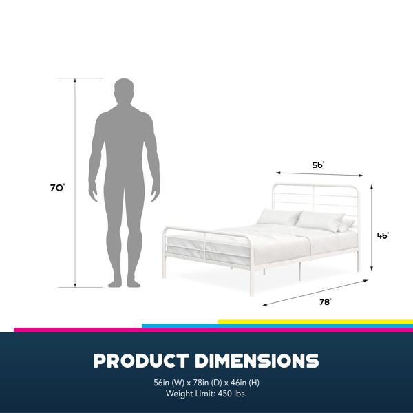 Dorel Home Millie Metal Bed White - Double