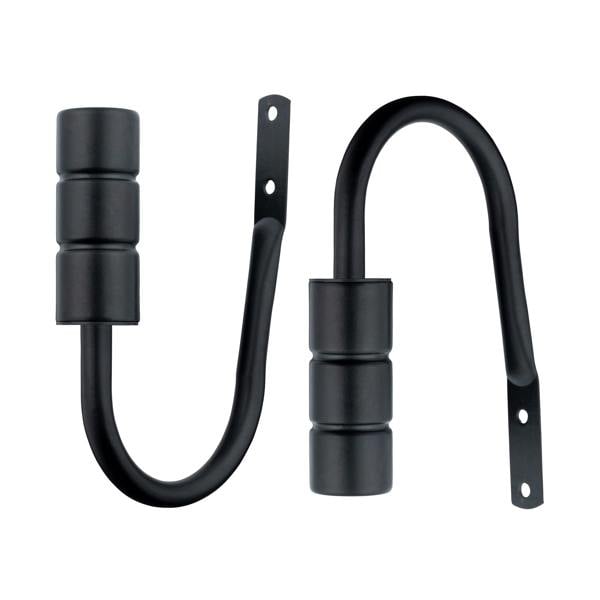 A.Unique Home Pair of Plain Barrel Metal Holdbacks (Pair of Holdbacks) - Matte Black