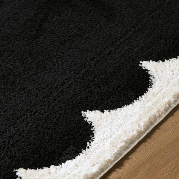 Livabliss Fossay Shag-Washable Black Cream Modern High Pile Rug