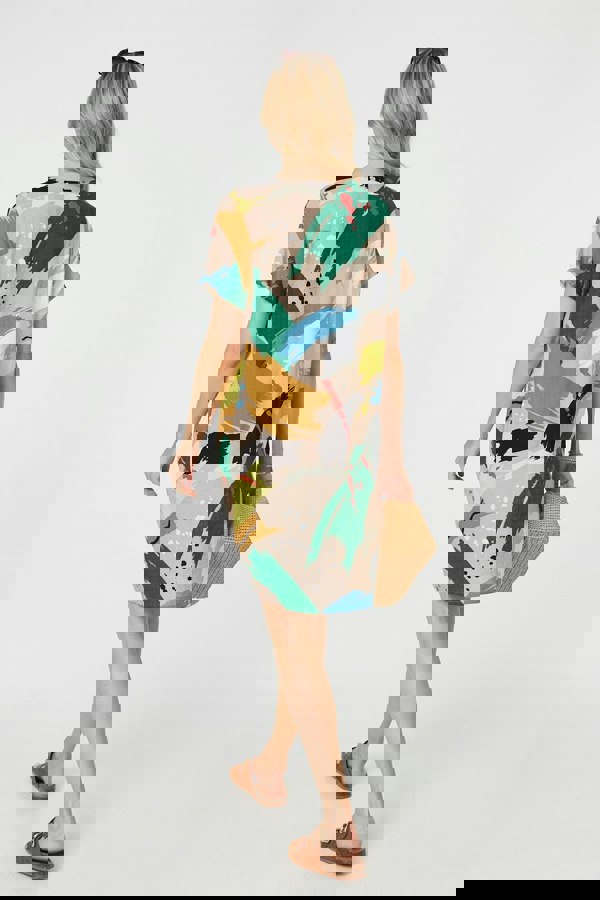Green | Brushstroke Print Knee Length Shift Dress