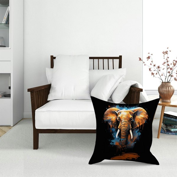 Warren Reed Splashart Elephant Blue Floor Cushion