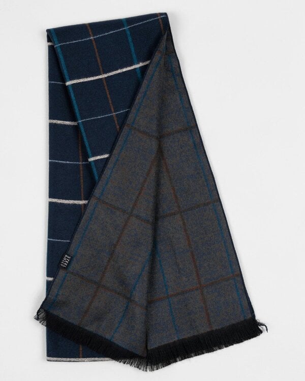 Steel & Jelly Kilsby – Navy Multi Colour Check Scarf - Navy - ONESIZE