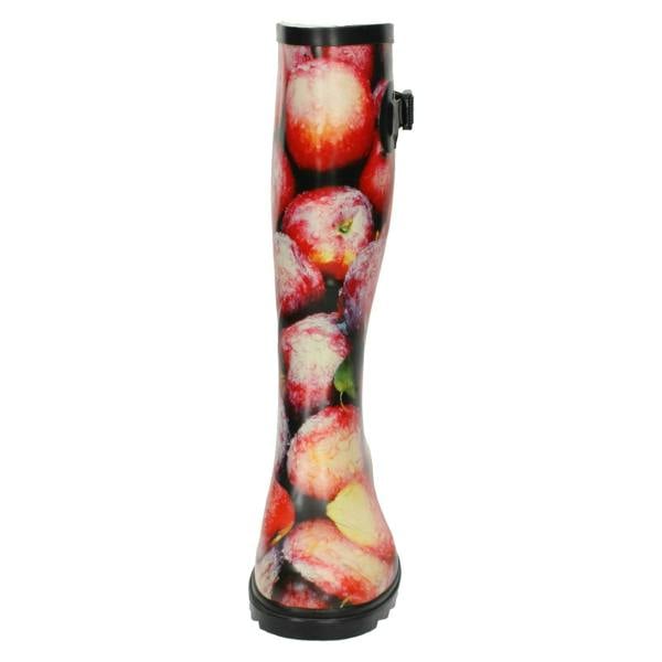 Spot On Ladies Spot On Apple Print Wellington Boot