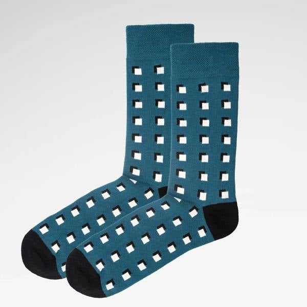 Jemsox Square Geo Organic Cotton Mens Socks | Soft Fit with Comfort Welt