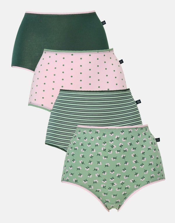 British Boxers Multipack! 4 Pairs of Women's Bamboo Full Briefs – Juniper