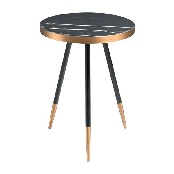 Angel Cerdá Round Corner Table in Porcelain Marble and Black Steel 2069