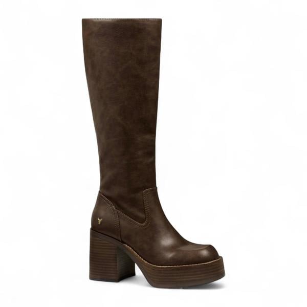 Windsorsmuth Niche - Women's Oak Brown Faux Leather Knee-High Boots
