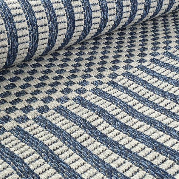 Viva Rugs Cotton Rug Braided Navy Blue Grey Cream Striped Washable Flat Weave Mat Small Extra Large Long Runner