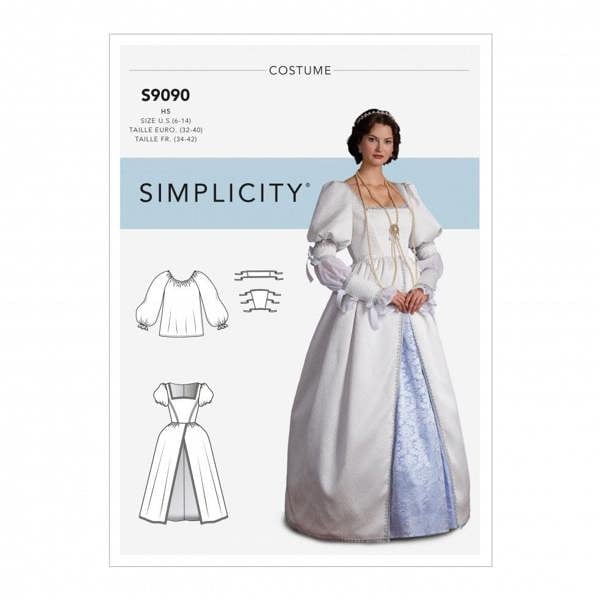 Simplicity Sewing Pattern 9090, Dresses, Costumes, Vintage Style for Women, H5 (6-8-10-12-14) - Intermediate