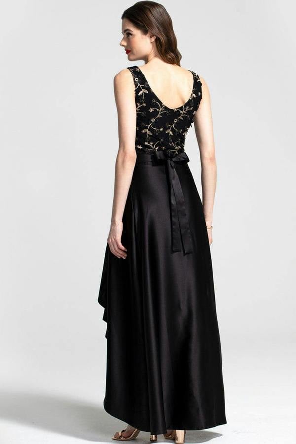 HotSquash V Neck Maxi Dress with Silky High Low Skirt