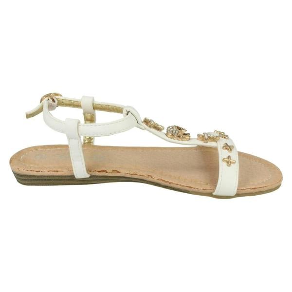 Spot On Girls Spot On Casual T-bar Sandals With Skull And Cross Detail