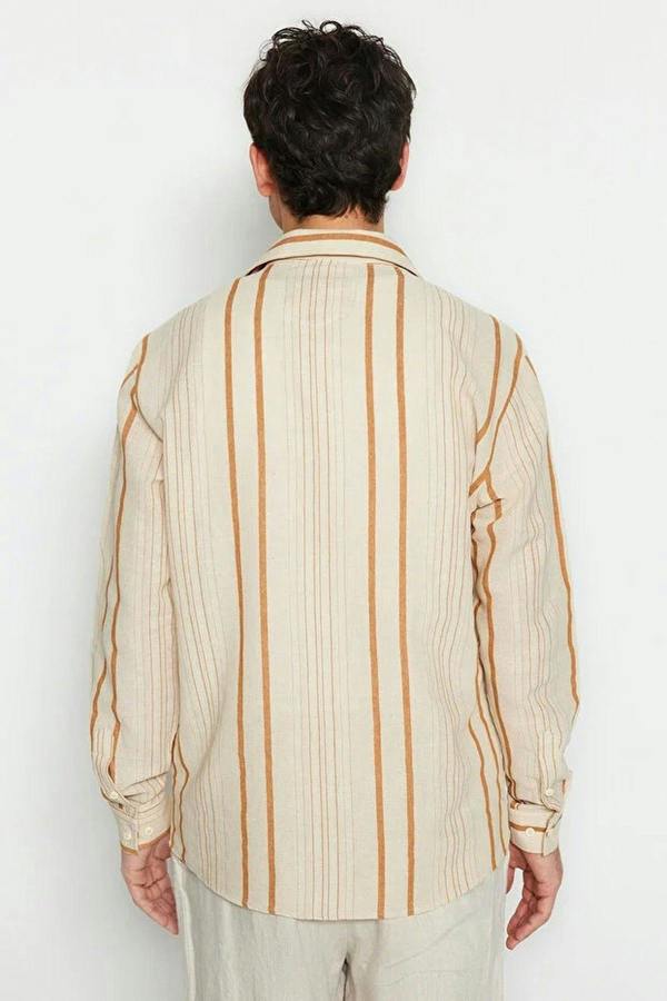 WOVCOR Regular Fit Striped Linen Textured Men’s Shirt