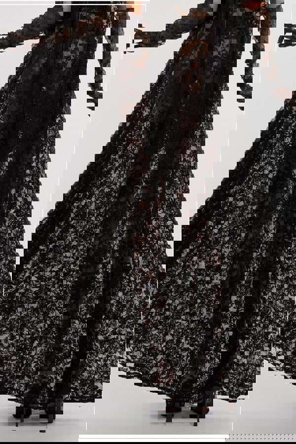 Floral Lace A-Line Maxi Skirt SK32