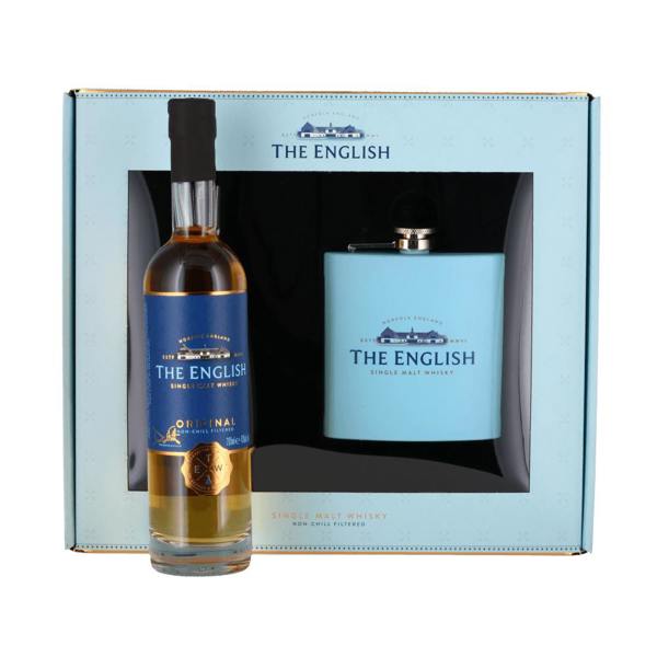 The English Whisky Co Original Gift Pack & Hip Flask (43%)