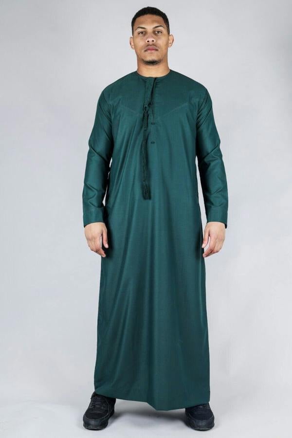 Infinity Leather Men's Thobe Emirati Islamic Jubba Robe Eid Tassel Regular Fit