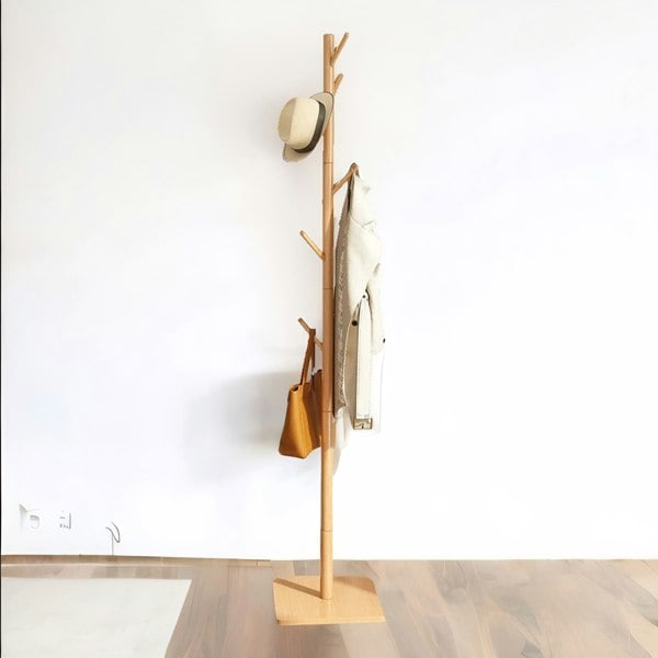 Rafaelo Mobilia Wooden 8 Hook Coat Stand With Square Base