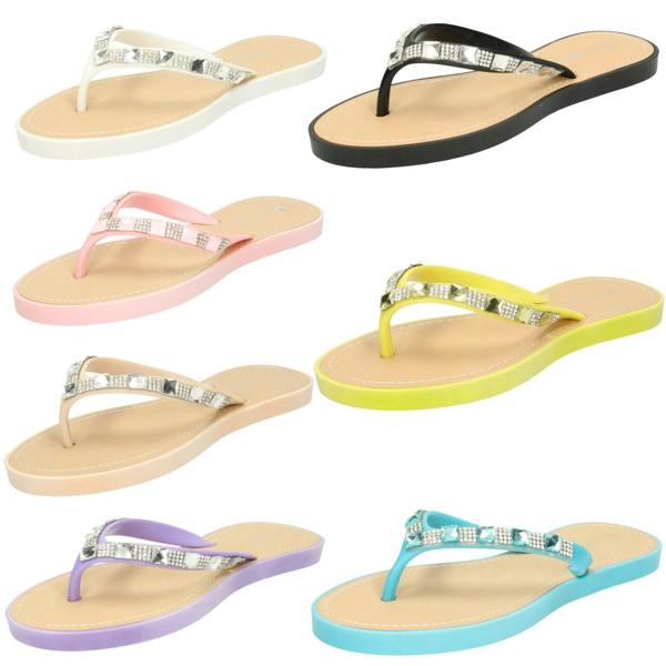 Savannah Ladies Savannah Sequin Toe Post Flip Flop Sandal