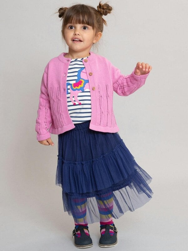 Kite Girls Organic Stripy Tights Peony