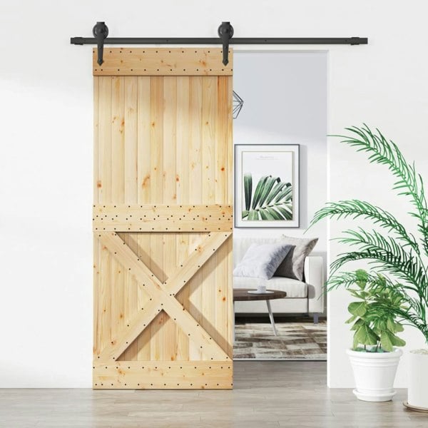 Berkfield Sliding Door with Hardware Set 85x210 cm Solid Wood Pine