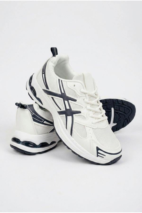 Constance Mixed Media Panelled Trainers - White