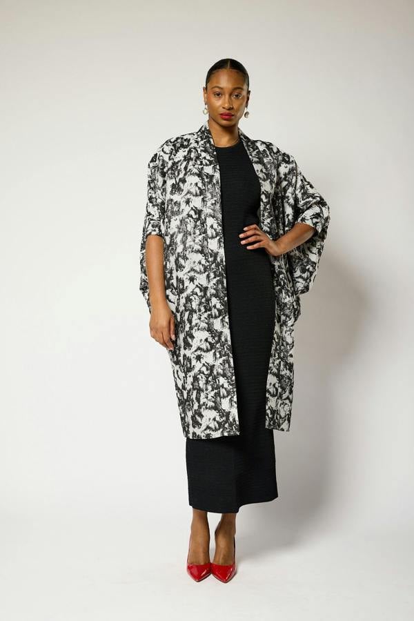 Lioness by TF Monochrome Brocade Kimono Jacket